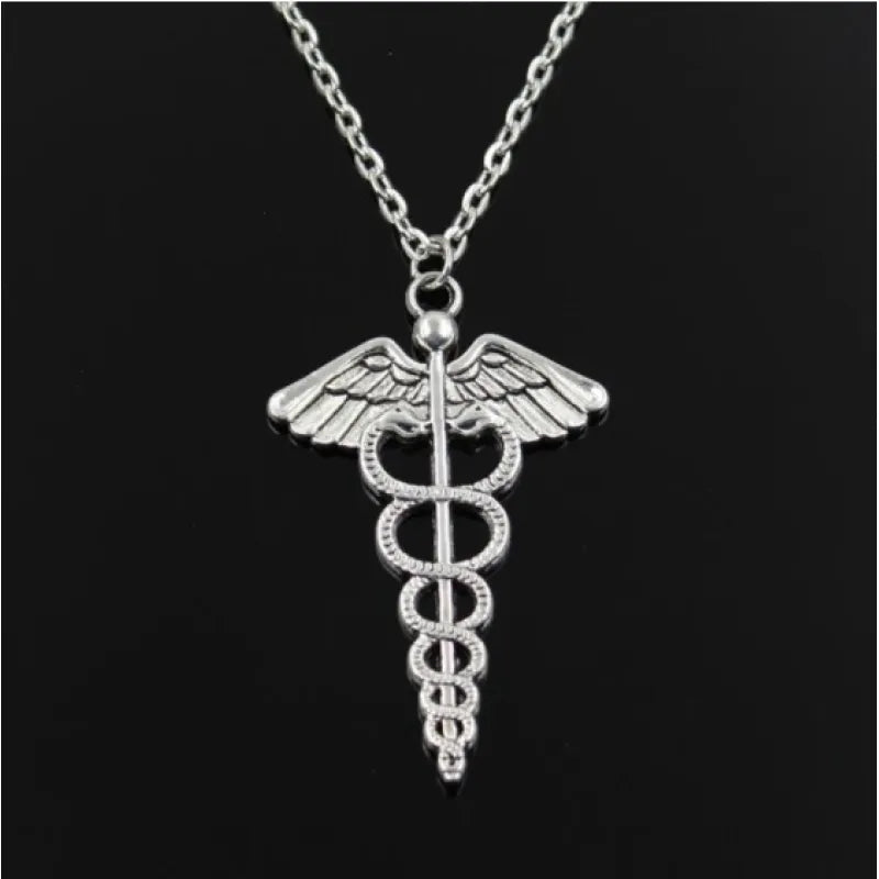 Rotating Dragonfly Snake Stick Angel Wings Necklace